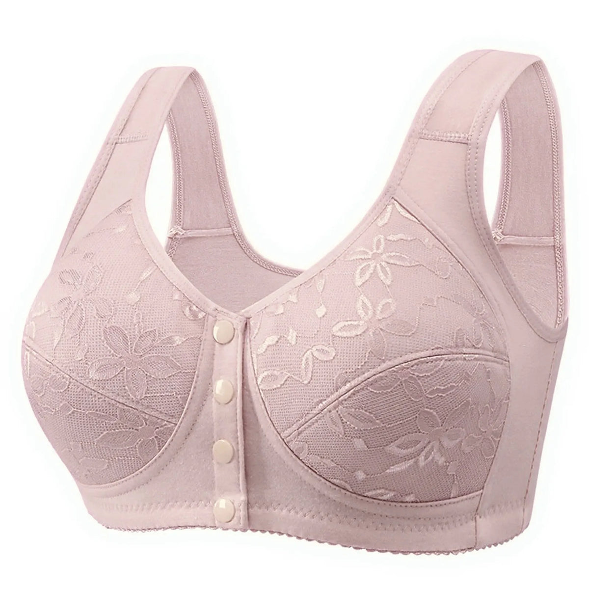Women's Wirefree Vest Bra – Soft Cotton Front Button Closure Wirefree Vest Bra Babs Light Gray 32