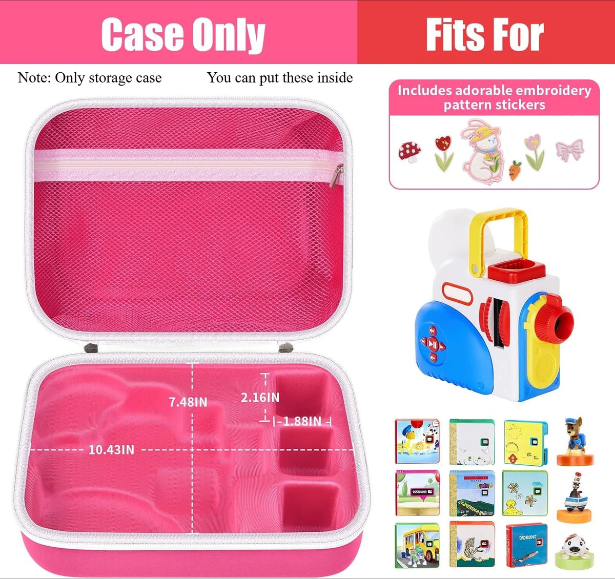 Little Tikes Story Dream Machine Storage Case + 5 DIY Patches Toy Storage Case Babs Pink Rabbit