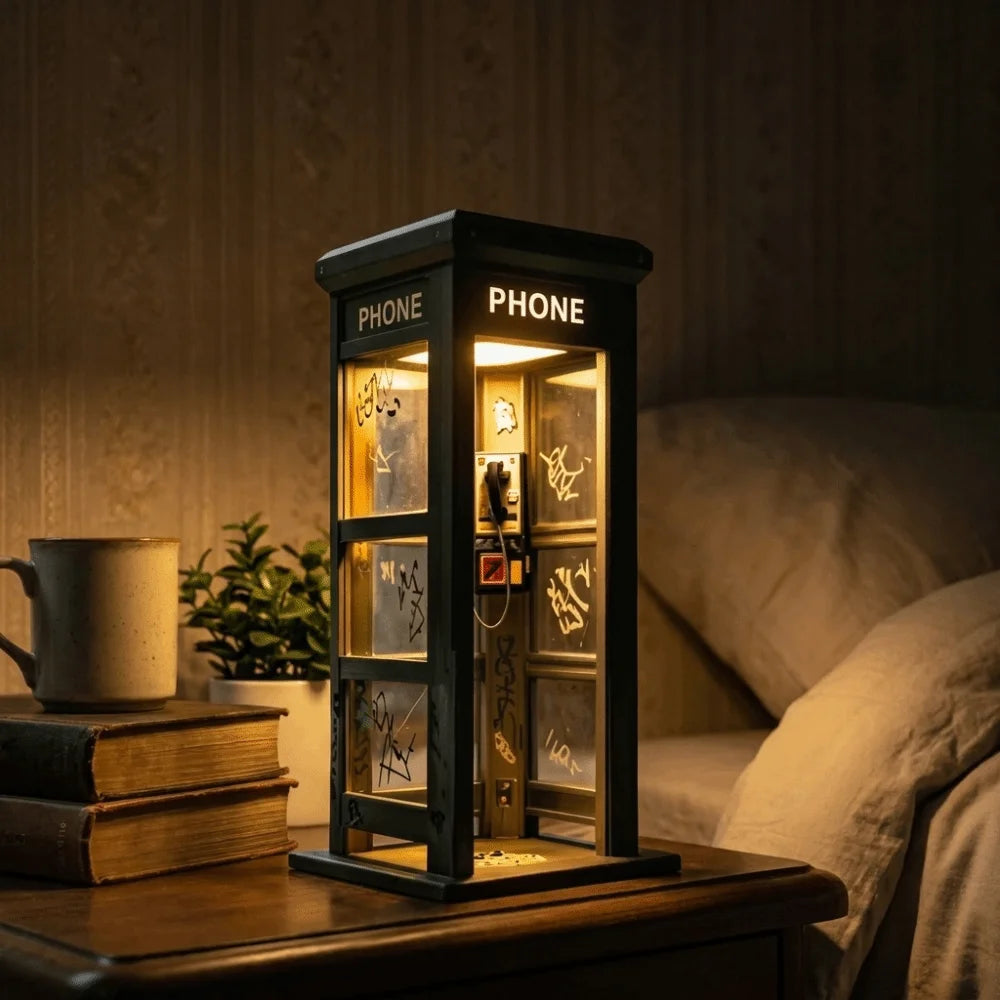Vintage Phone Booth LED Night Light | Retro Desk Decor Lamp LED Night Light Babs