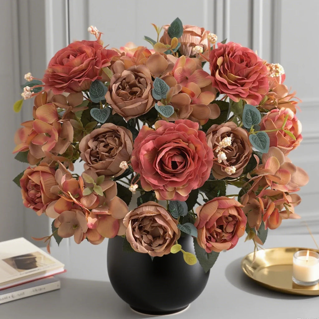 Artificial Silk Rose Hydrangea Peony Bouquet – Wedding & Home Décor Artificial Flower Bouquet Babs