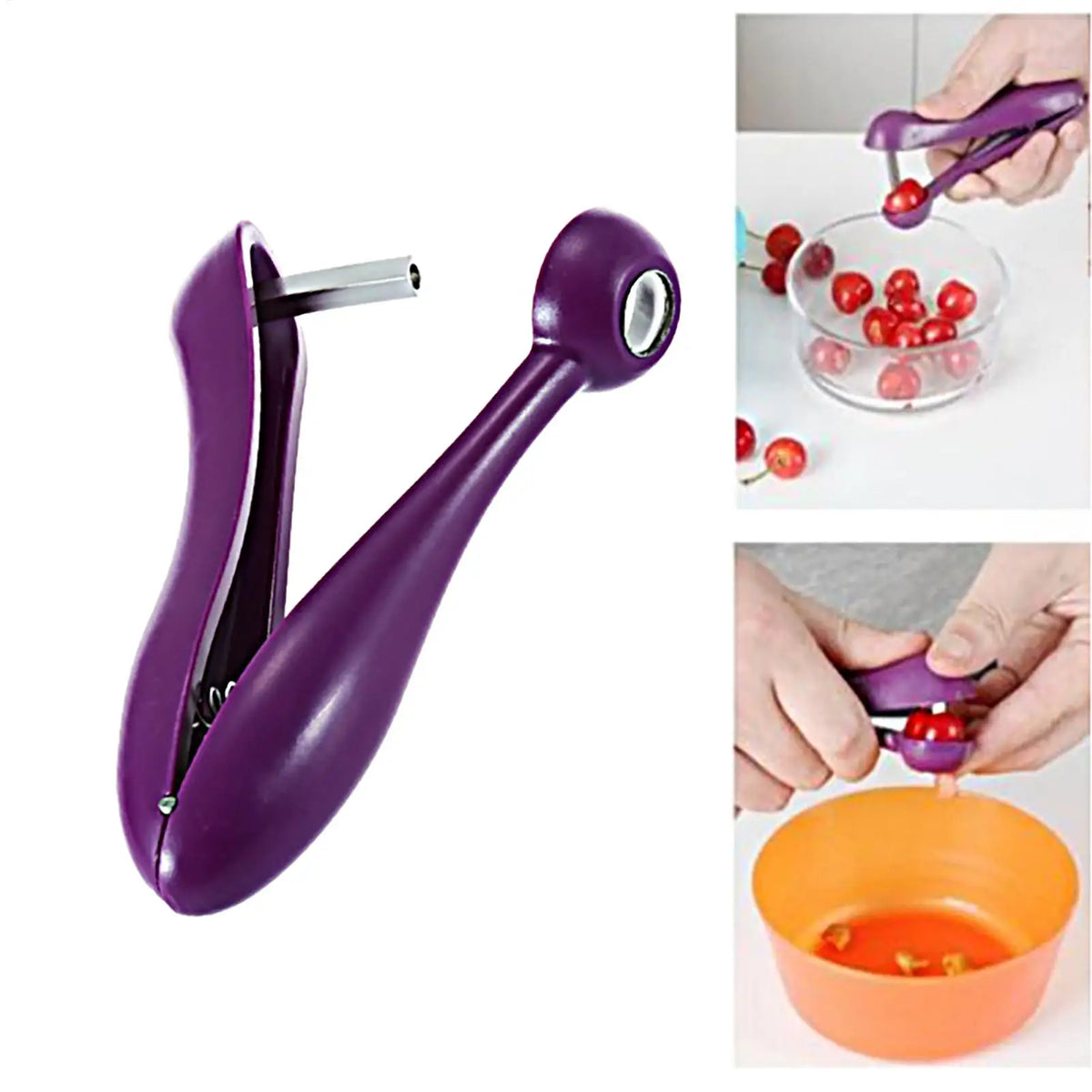 Cherry Pitter & Olive Corer Tool – One-Hand Kitchen Gadget Fruit Pitter Tool Babs