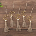 Ramadan Moon Tassel Wooden Beads Ornament – Eid Mubarak Decor Festive Wall Ornament Babs 5pcs