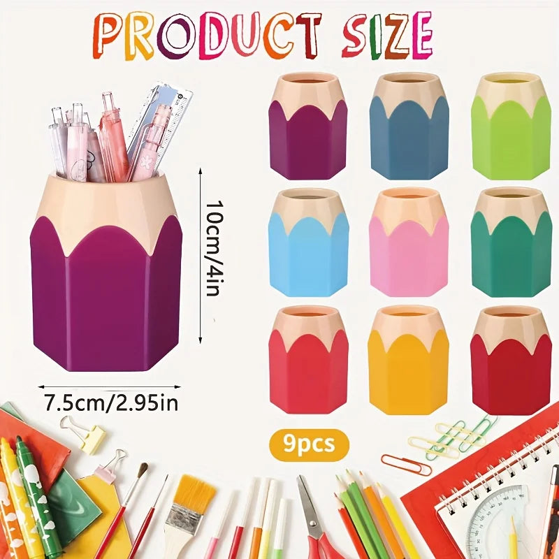 Pencil-Shaped Pen Holder – Cute Colorful Desktop Organizer Desktop Pen Holder Babs