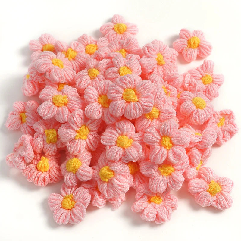 10/20Pcs 4cm Wool Flower Heads DIY Hair Clips Crafts Home Décor DIY Floral Embellishment Babs Dark Pink 10pcs