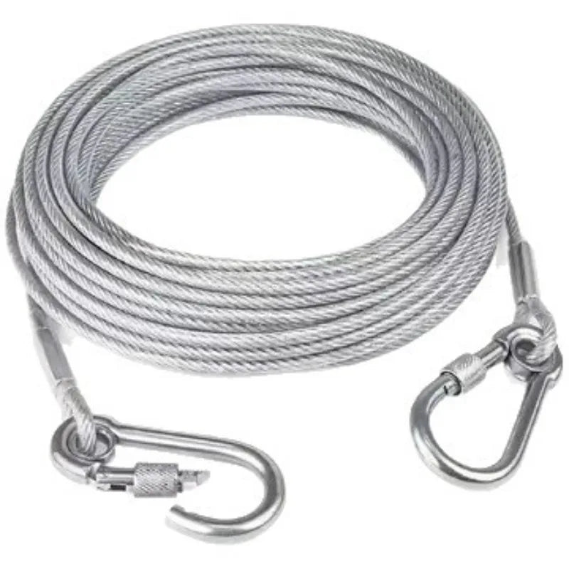 Heavy Duty Coated Steel Wire Dog Tether Leash & Tie-Out Rope Dog Tether Leash Babs Silver 10M 2MM