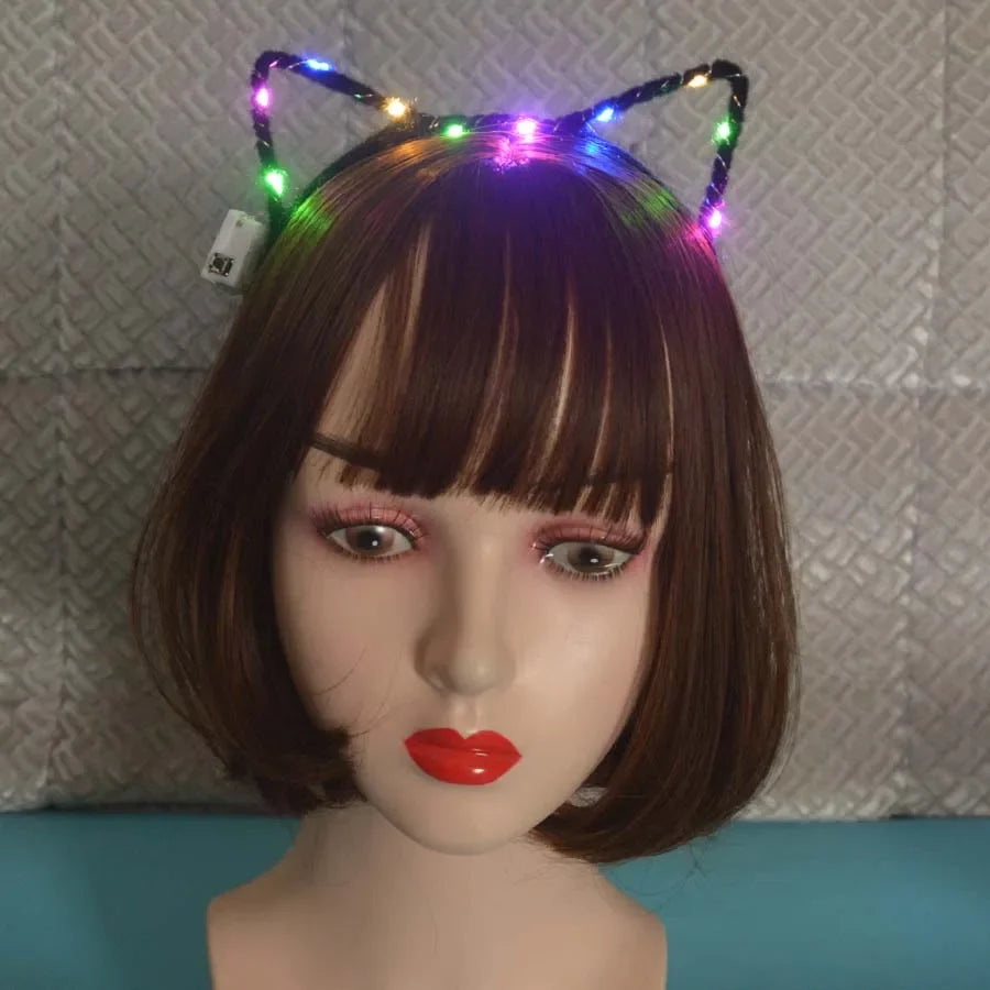 LED Flashing Cat & Fox Ears Headband – Glowing Party Hair Hoop LED Party Headband Babs
