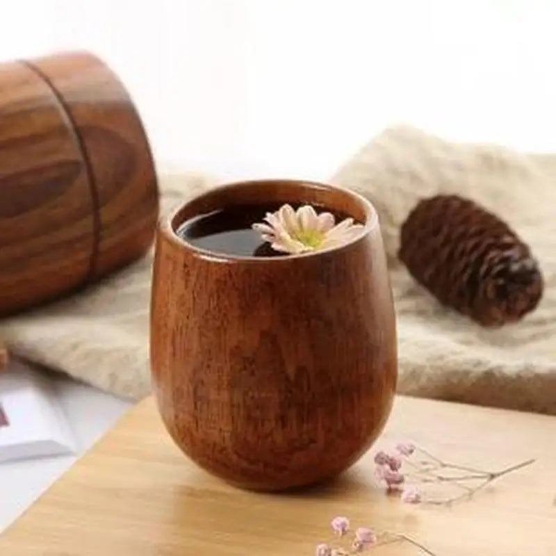 Nordic Solid Wood Double-Layer Tea & Wine Cup – 100ml Wooden Drinkware Cup Babs