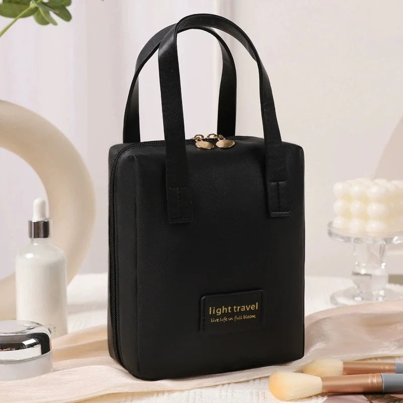 Large PU Leather Makeup Bag – Travel Cosmetic Organizer Travel Cosmetic Bag Babs Black