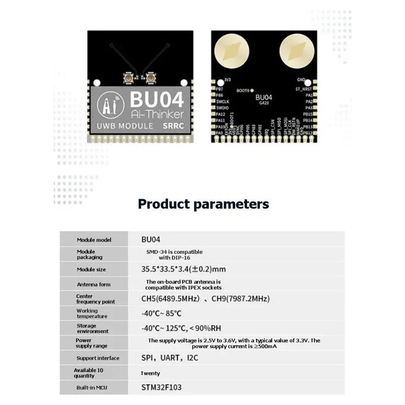 UWB BU04 Dual-Antenna Indoor Positioning Module – 10cm Accuracy UWB Positioning Module Babs