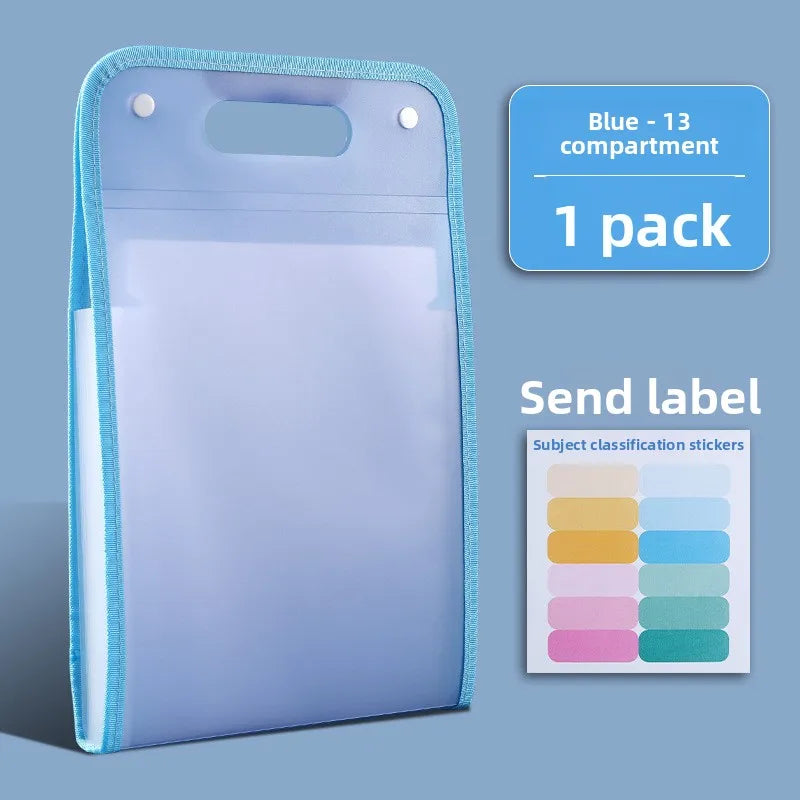 13-Pocket Expanding File Folder with Color Labels | A4 Organizer Expanding File Folder Babs blue 24.5x37 3CM