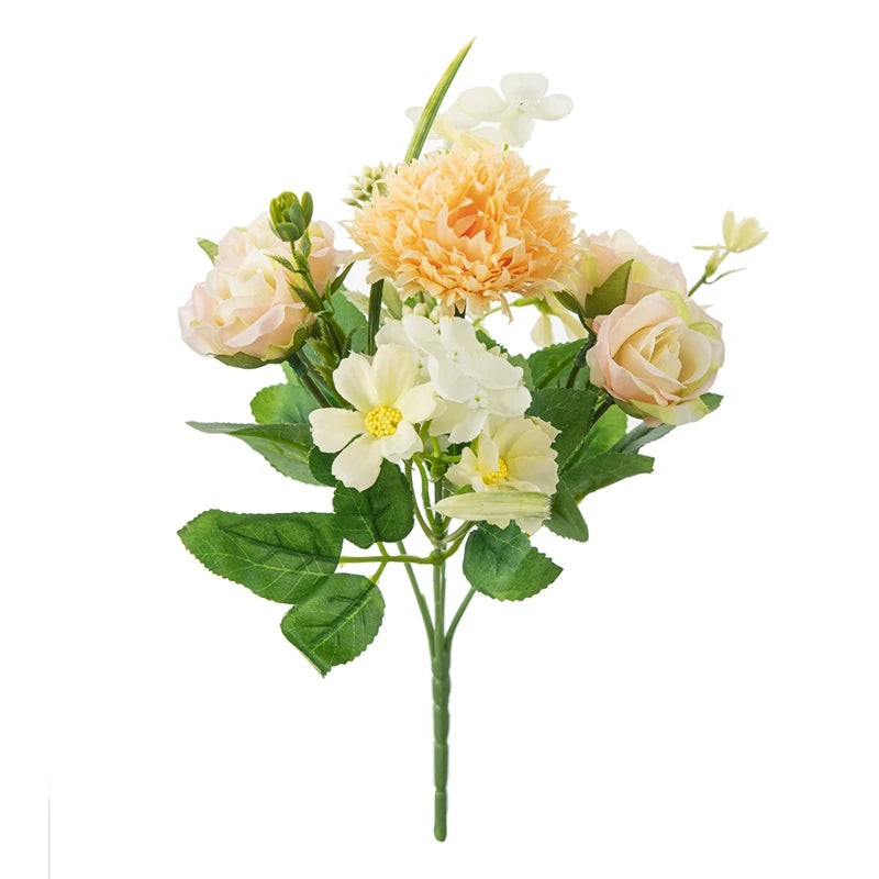 Silk Rose Artificial Flower Wreath – Bridal Bouquet & Home Décor Artificial Flower Wreath Babs YELLOW 1 PC