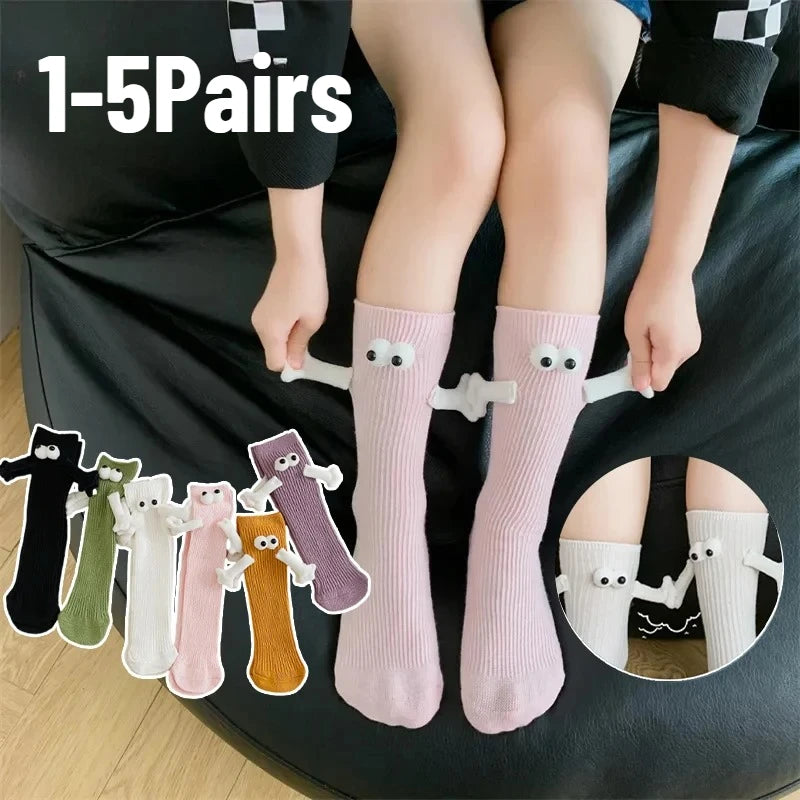 Magnetic Hand-Hold Family Matching Cotton Crew Socks Kids Adults Family Matching Socks Babs