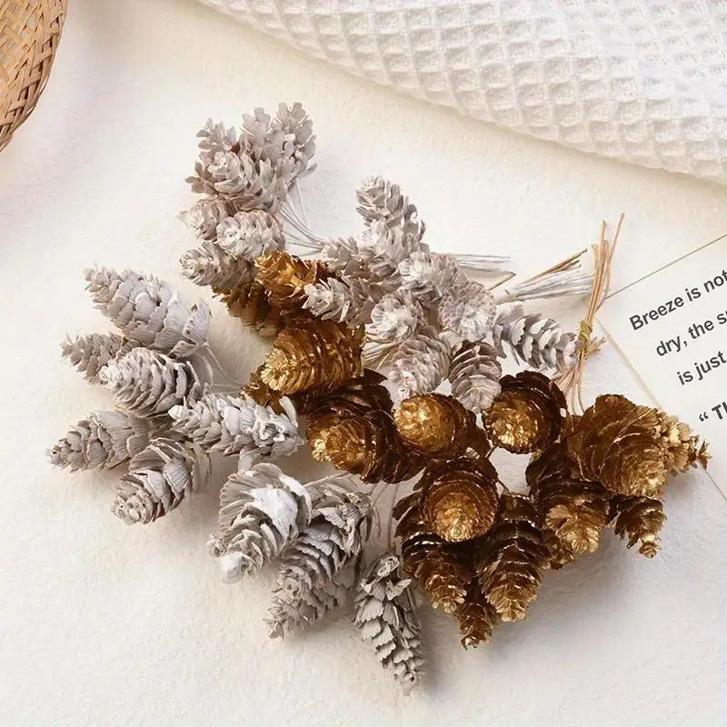 12Pcs Artificial Pine Cone Flowers – Christmas & Wedding Decor Artificial Floral Decor Babs