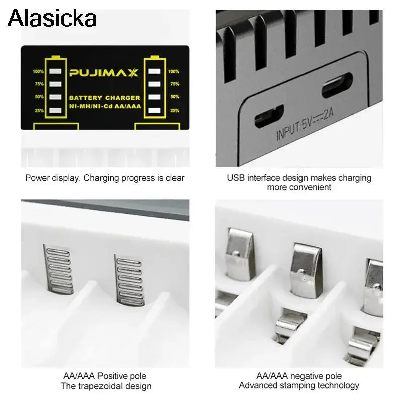 4-Slot AA/AAA Ni-MH Ni-Cd Battery Charger with LED Indicator Battery Charger Babs