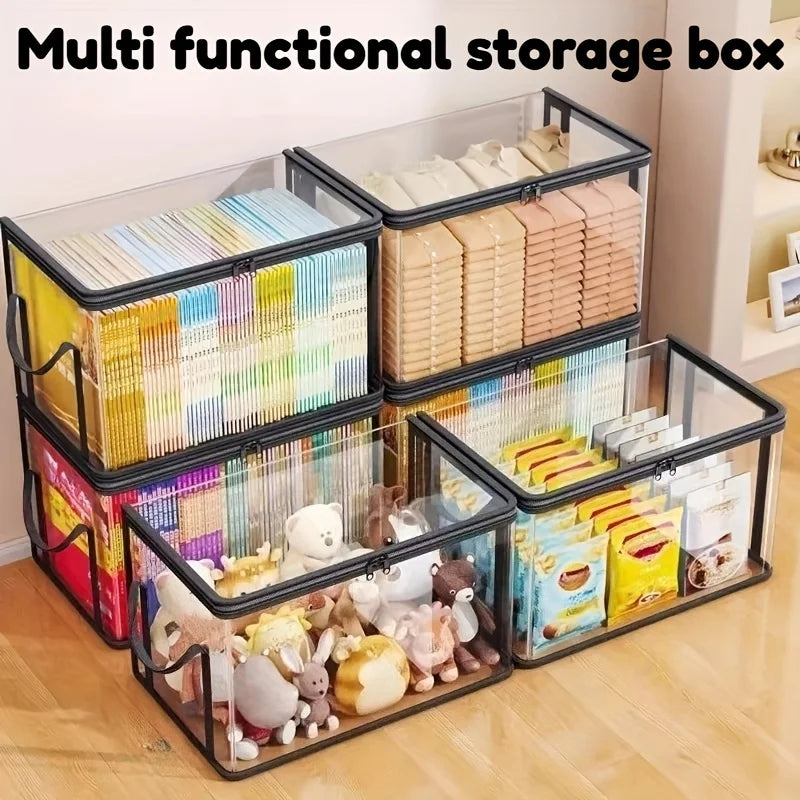 3-Pack Transparent Stackable Storage Boxes with Flip Lid Storage Box Set Babs
