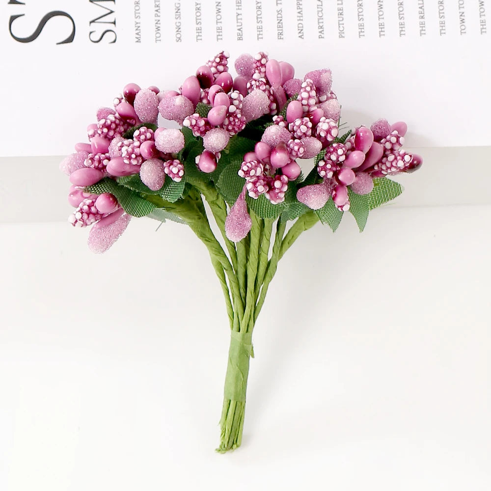 12Pcs Artificial Berry Stamen Flowers – DIY Wedding & Christmas Artificial Craft Flowers Babs
