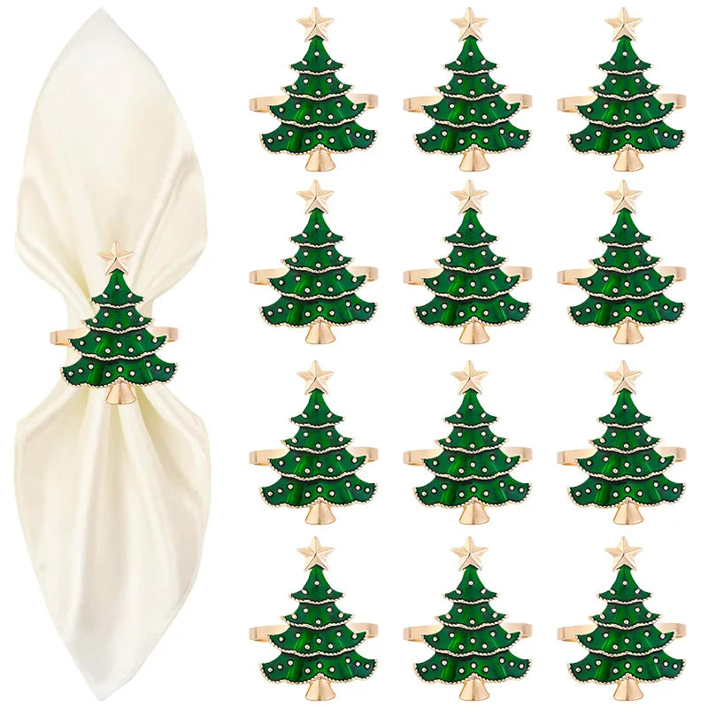 Christmas Napkin Rings Xmas Tree Table Decoration Set 1/6 Pcs Napkin Rings Babs