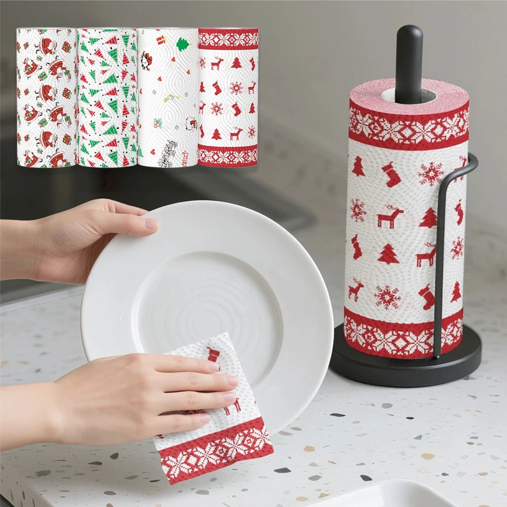 Christmas Print Paper Towel Rolls – 48 Sheets, Highly Absorbent Holiday Paper Towels Babs