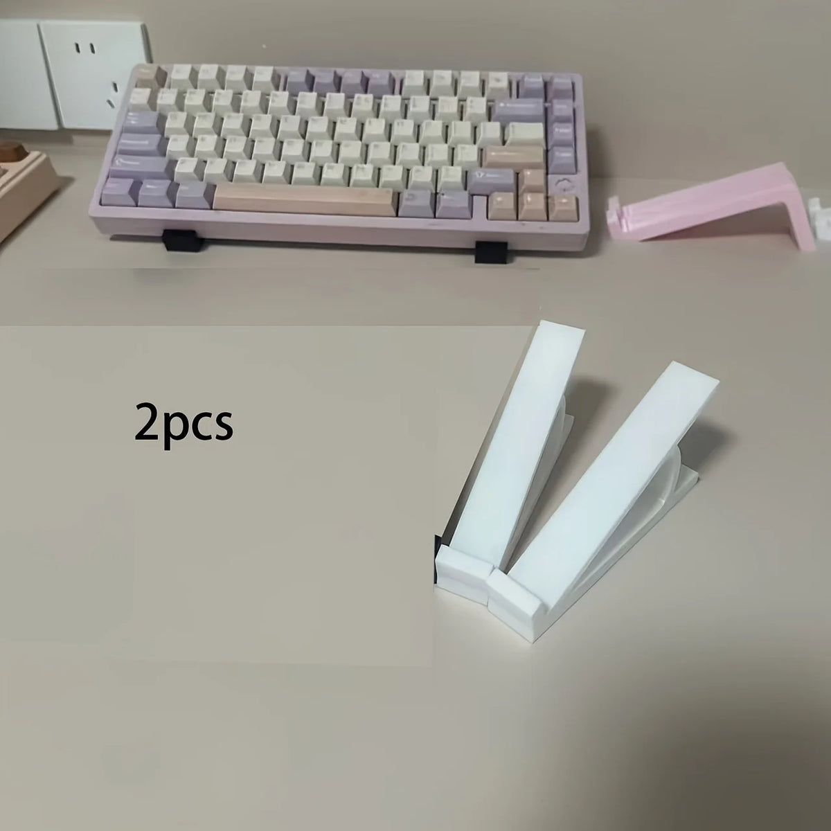2pcs Ergonomic Keyboard Height Stand – Anti-Slip Universal Bracket Keyboard Height Stand Babs WHITE