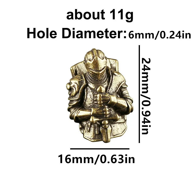 Retro Brass Medieval Warrior Knife Bead Keychain EDC Pendant Keychain Bead Pendant Babs A