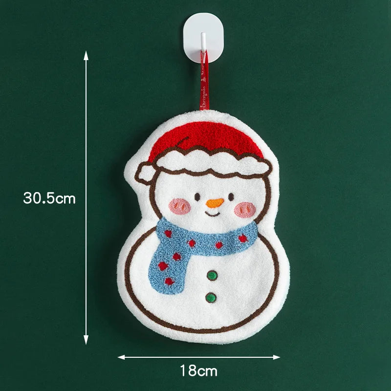 Christmas Coral Fleece Hand Towels – Festive Holiday Set Holiday Hand Towels Babs Snowman