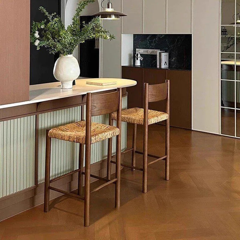 Wooden Braided Rope Barstool | Nordic Luxury Bar Chair Barstool Babs