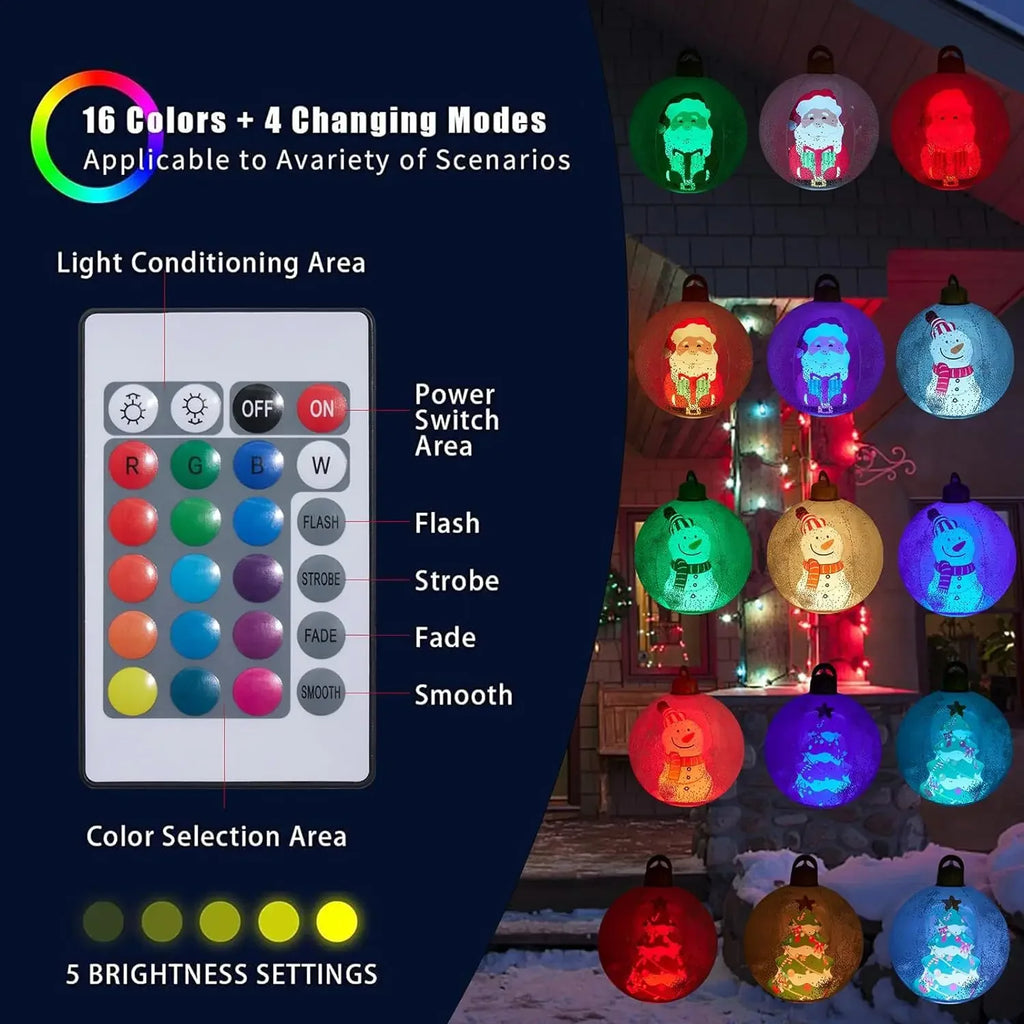 60cm Giant Inflatable Christmas Ball with Lights | Outdoor Decor Inflatable Christmas Ornament Babs