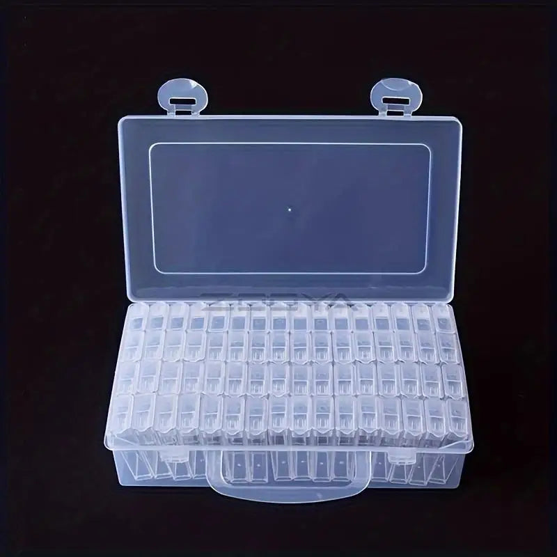 64-Grid Transparent Plastic Storage Box – Diamond Painting Beads Craft Storage Box Babs 1pc