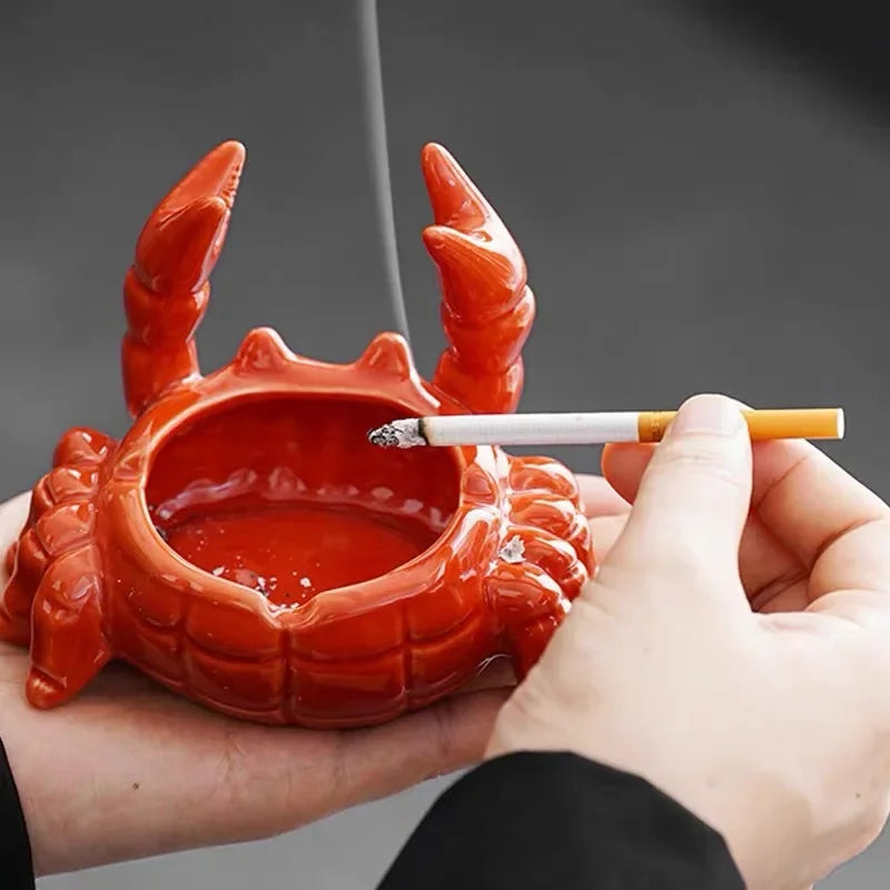 Ceramic Crab Ashtray with Cover | Chinese Tea Pet Decor Decorative Ashtray Babs