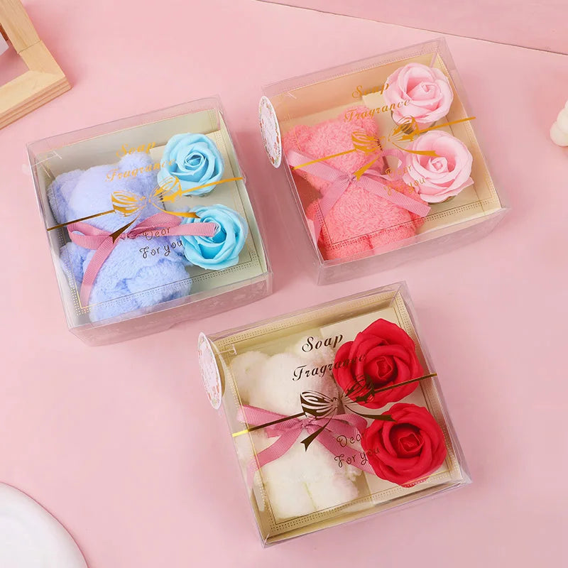 Towel Bear Soap Flower Gift Box – Wedding & Party Favor Set Gift Box Set Babs