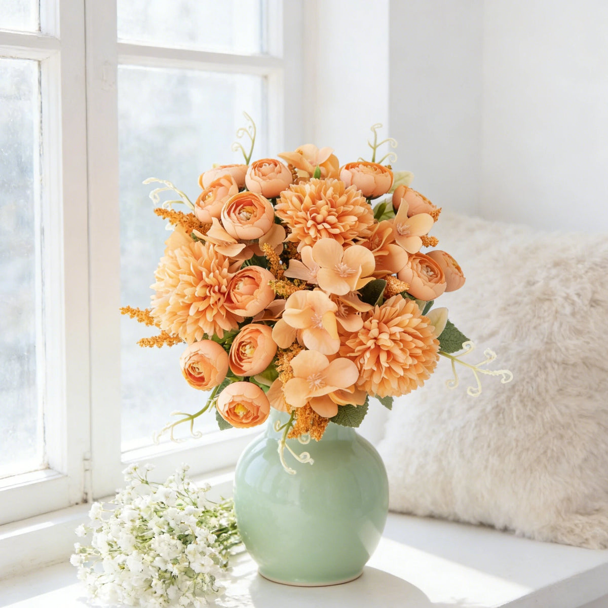 Artificial Silk Hydrangea & Rose Bouquet – Wedding Home Decor Artificial Flower Bouquet Babs
