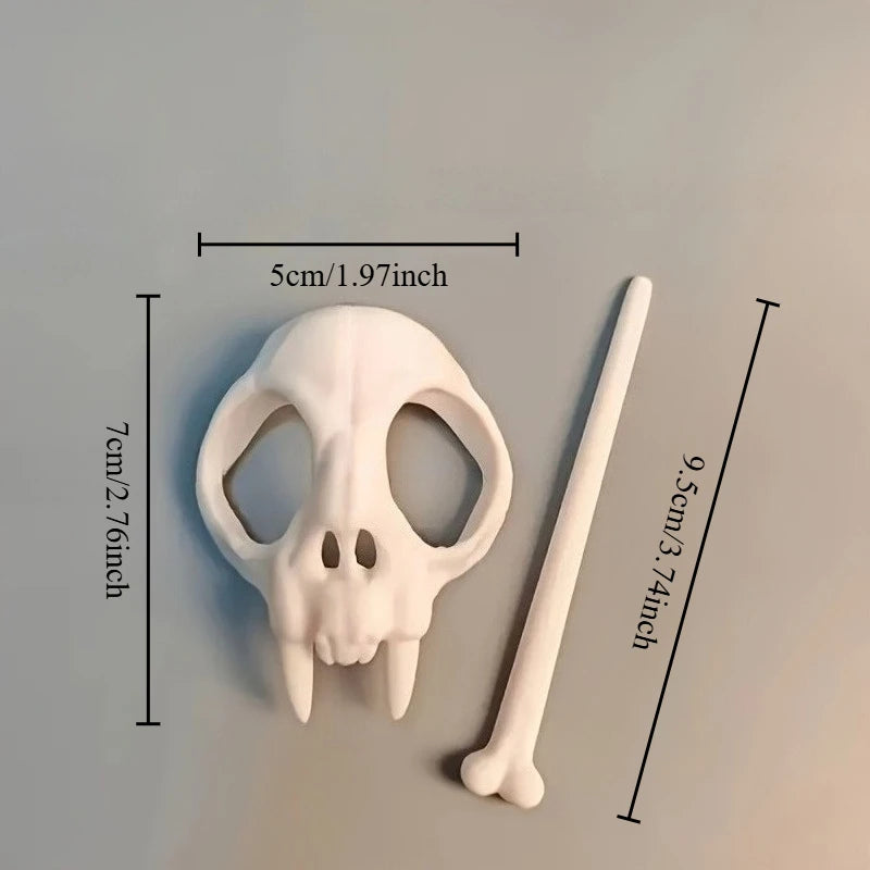 Skull Bone Hair Stick | Gothic Punk Halloween Hair Barrette Gothic Hair Accessory Babs WHITE