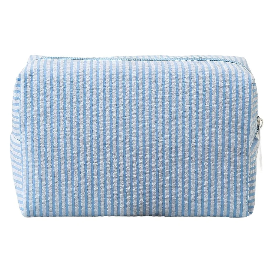 Striped Makeup Bag – Portable Travel Toiletry & Pencil Case Cosmetic Travel Bag Babs SKY BLUE