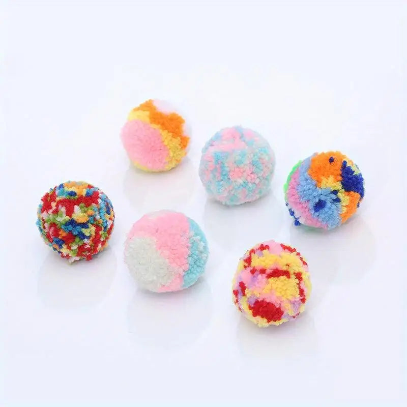 6-Pack Colorful Plush Wool Cat Toy Balls – 5cm Interactive Set Cat Toy Balls Babs
