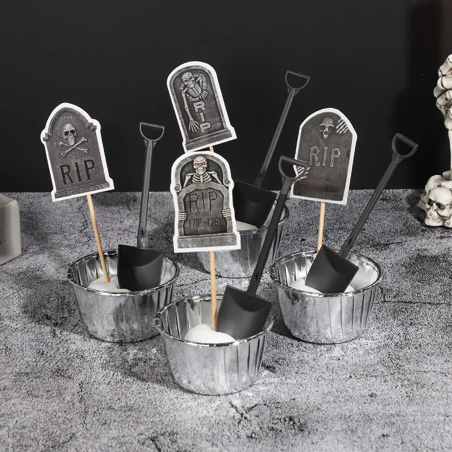 16pcs Halloween Tombstone Cake Toppers – Spooky Party Decor Halloween Cake Toppers Babs