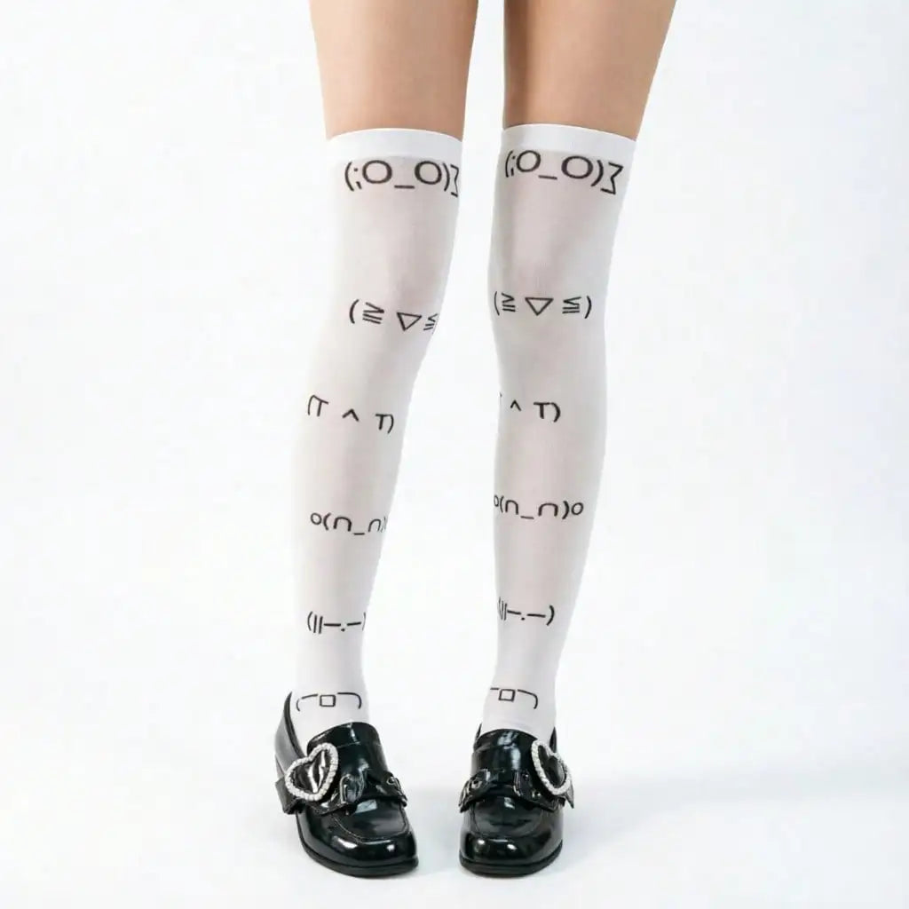 Kawaii Graffiti Letter Thigh High Stockings – Y2K Harajuku Socks Thigh High Stockings Babs