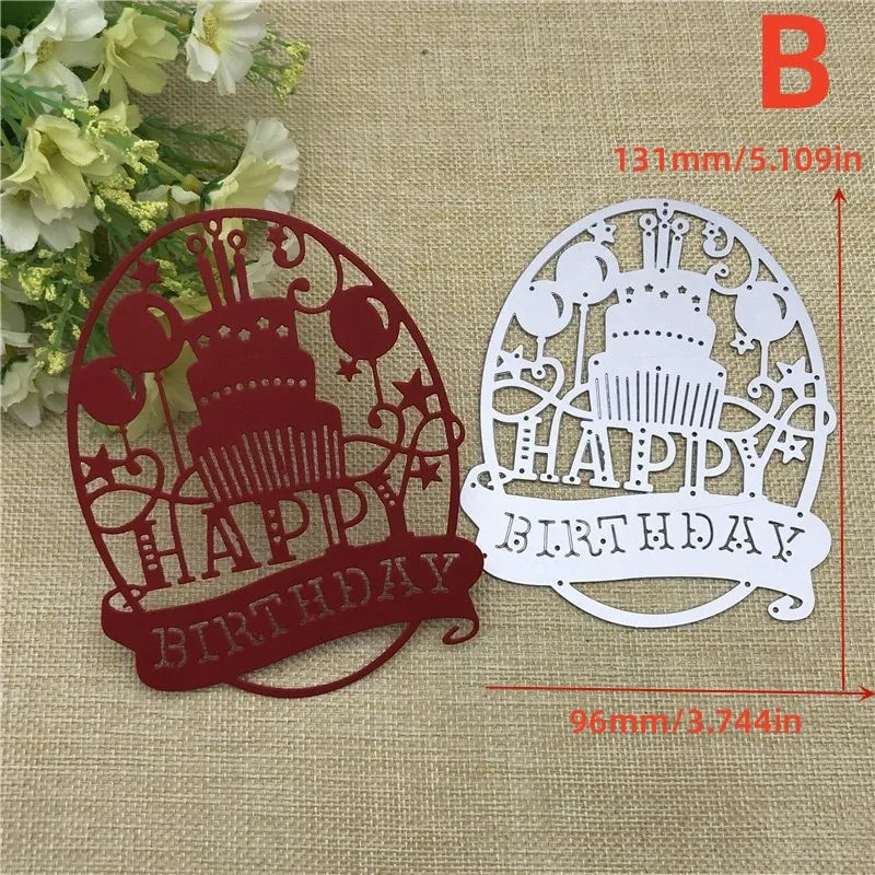 Happy Birthday Metal Cutting Die Stencil – DIY Card Making Metal Cutting Die Babs 1pc b
