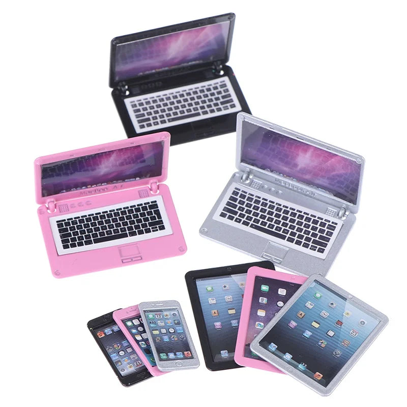 3Pcs Miniature Laptop Tablet Phone Set – 1:12 Dollhouse Decor Dollhouse Miniature Set Babs