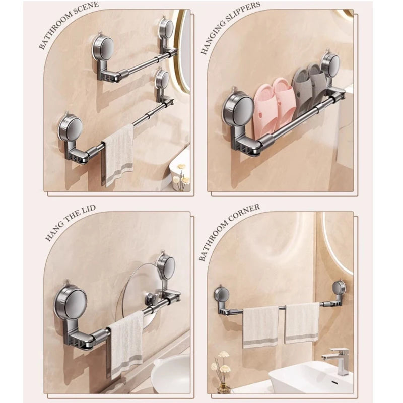Retractable Suction Cup Towel Rack – No-Drill, 30–80cm Suction Towel Rack Babs