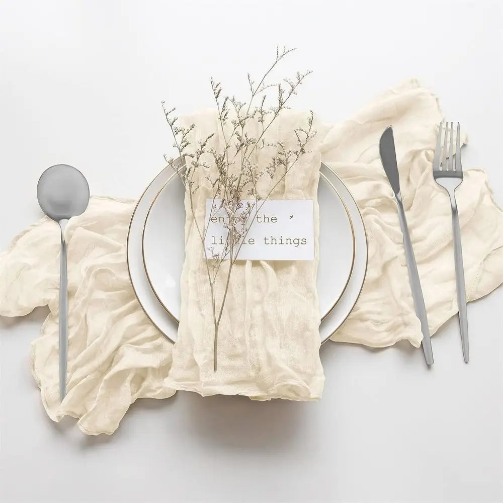 Reusable Gauze Napkins 50x50cm – Solid Color Polyester Table Linen Cloth Table Napkin Babs beige