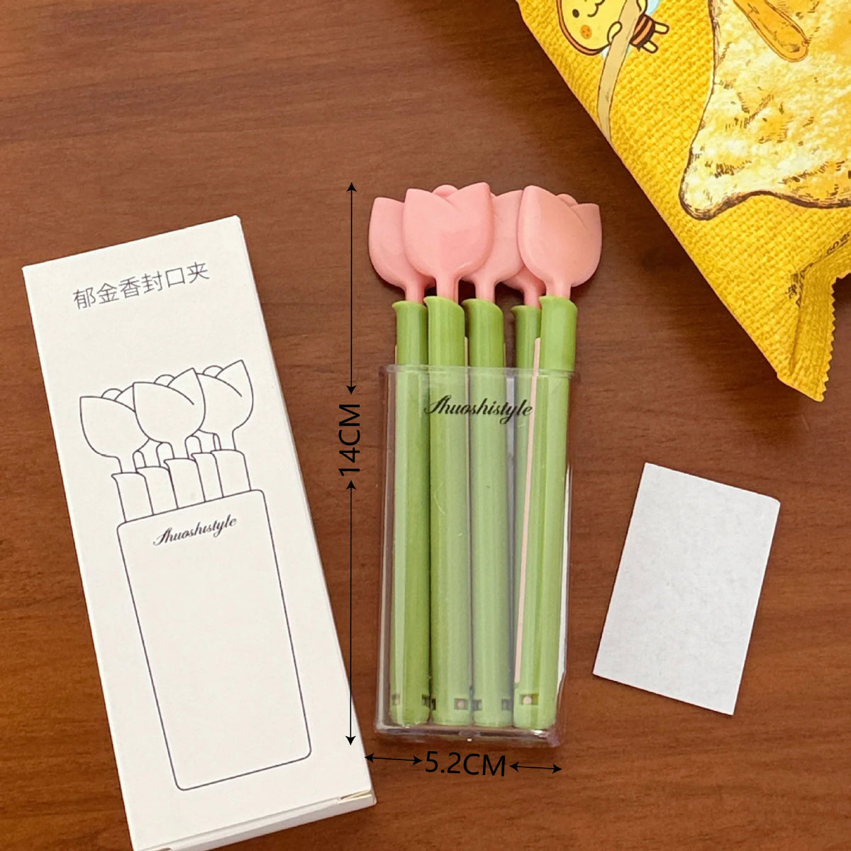 5-Pack Tulip Magnetic Bag Clips – Moisture-Proof Snack Sealer Food Storage Clips Babs Pink 5pcs