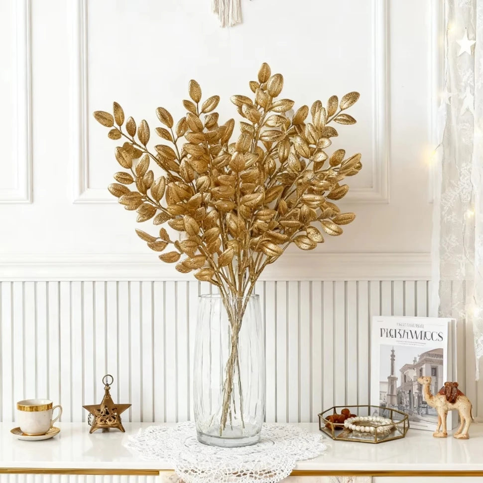 Artificial Golden Leaf Branches for Weddings, Wreaths & Home Decor Artificial Plant Decor Babs