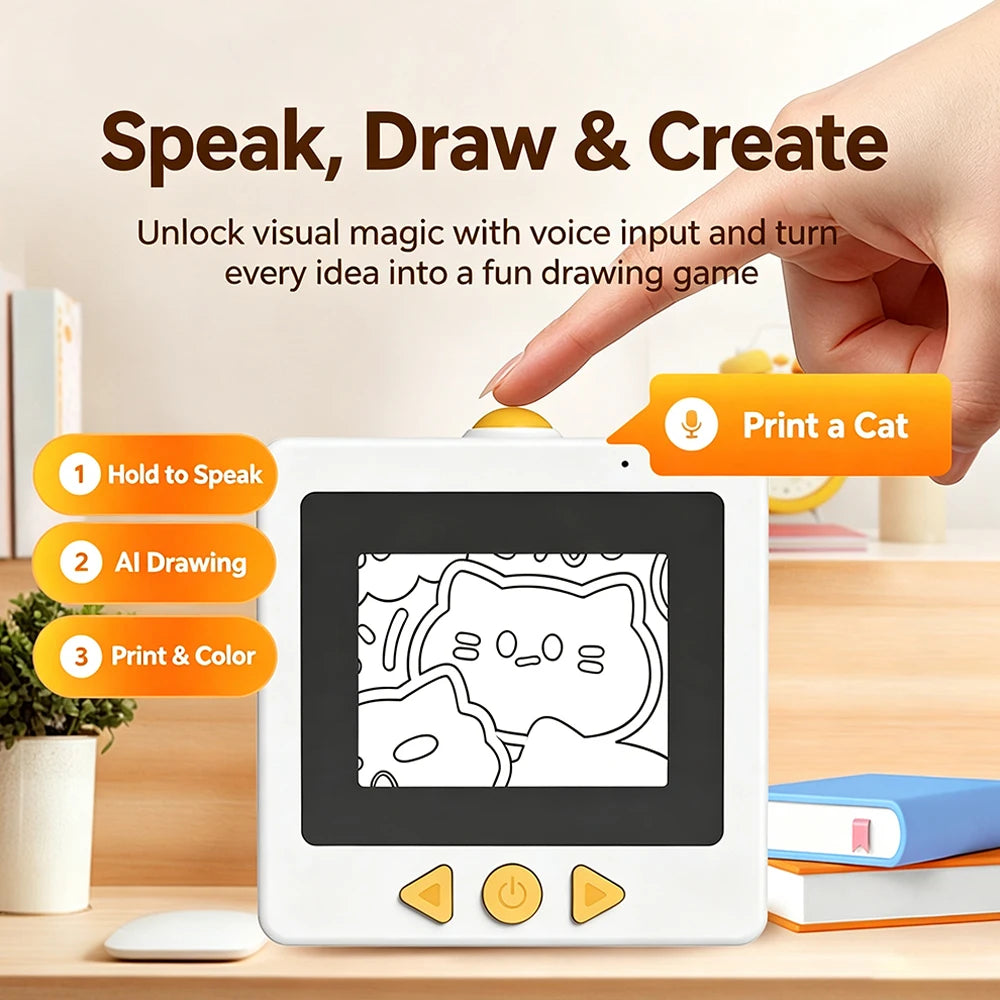 AI Voice Mini Thermal Sticker Printer – HD Screen, Kids Gift Mini Thermal Printer Babs