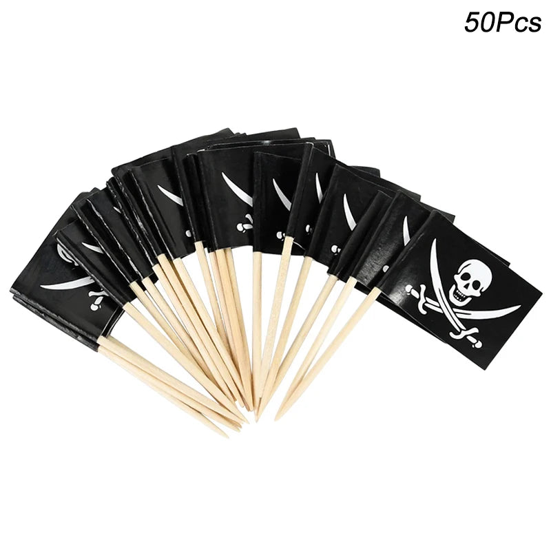 Pirate Flag Cupcake Toppers & Party Toothpick Picks Party Cupcake Toppers Babs 50pcs