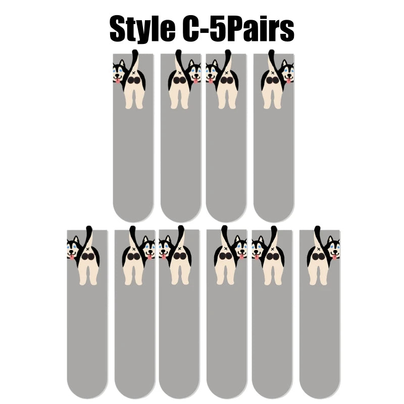 3D Dog Novelty Socks – Cute Animal Socks for Pet Lovers Novelty Animal Socks Babs Dog C-5Pairs One Size