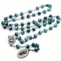 Glass Bead Rosary Necklace – Vintage Catholic Cross Pendant Rosary Necklace Babs 1pc