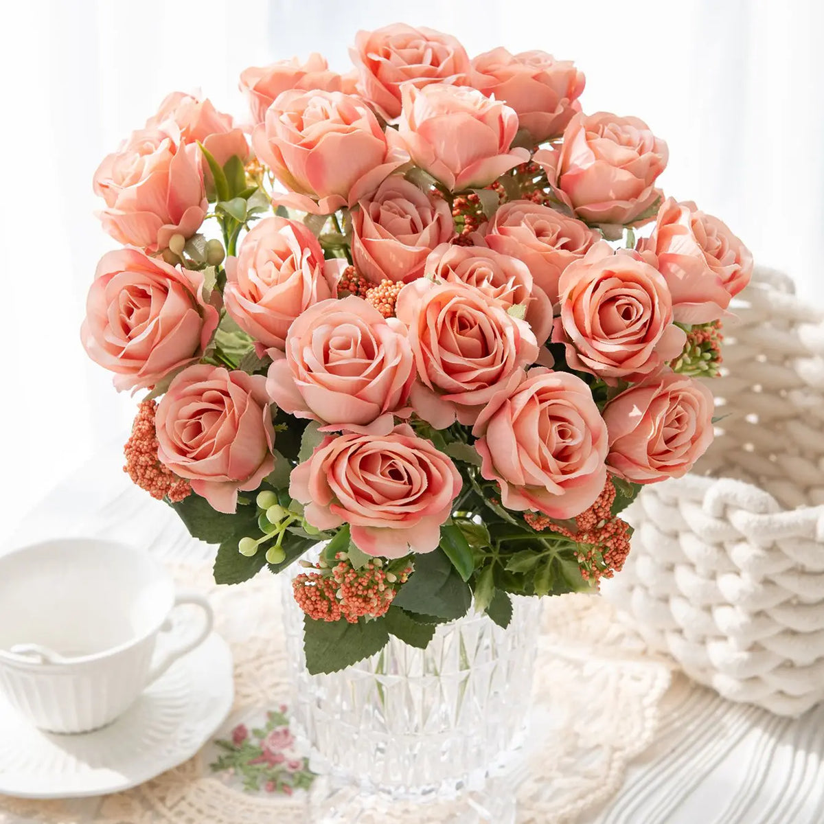 Artificial Silk Rose Bouquet – Wedding & Home Décor Gift Artificial Silk Flowers Babs
