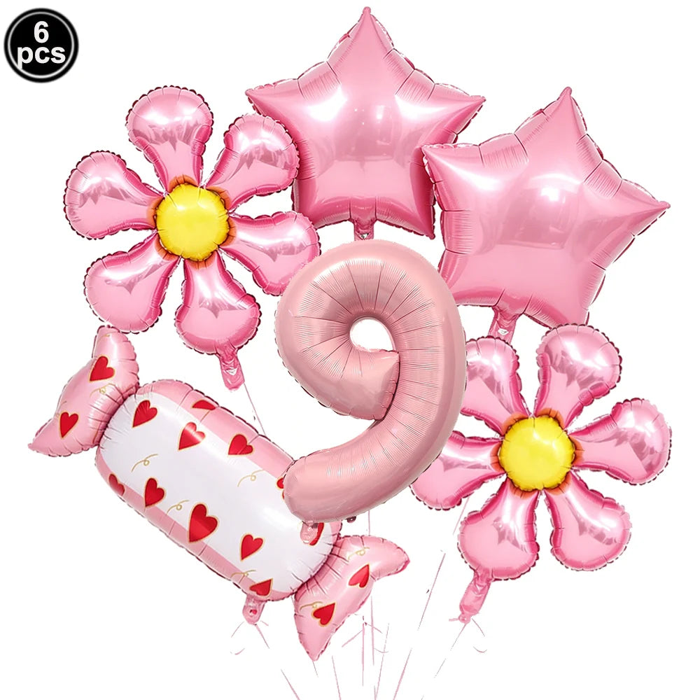 6pc Candy Lollipop Foil Balloon Set – Birthday & Party Décor Party Foil Balloons Babs light green As pictures show