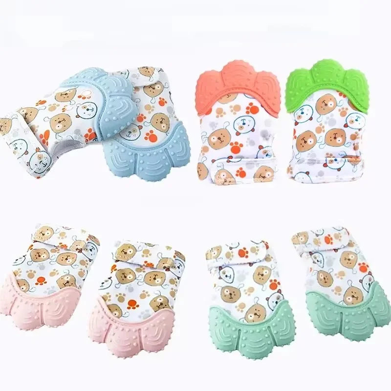 Baby Silicone Teething Mittens – Food Grade, Velcro Closure Baby Teething Mitten Babs