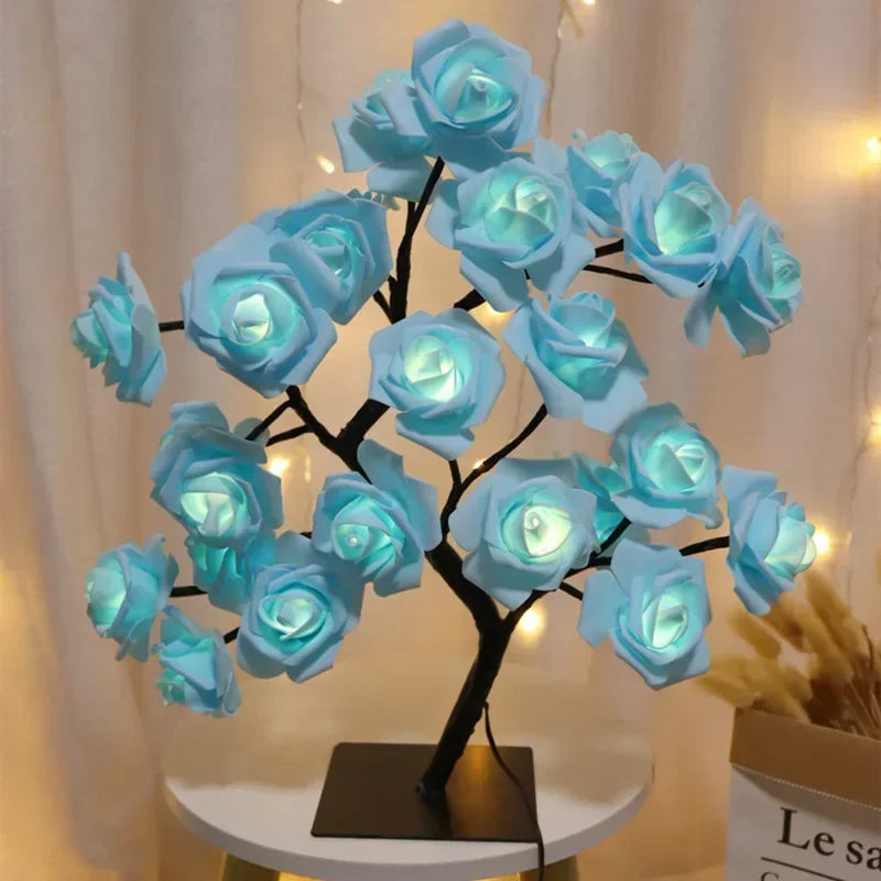 LED Rose Tree Night Light USB Table Lamp – Home & Event Decor LED Night Light Babs Blue